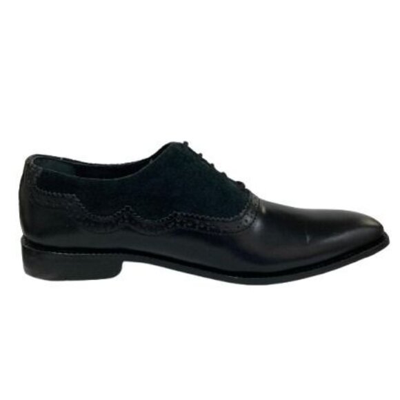 LIBERTYZENO Mens Formal Genuine Leather And Suede Black Oxford Dress Shoes main image 4